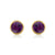 18K Yellow Gold & Natural Amethyst Small Gemstone Stud Earrings