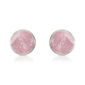'Lover' Raw Rose Quartz Gemstone Stud Earrings