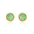 18K Yellow Gold & Natural Green Fluorite Small Gemstone Stud Earrings