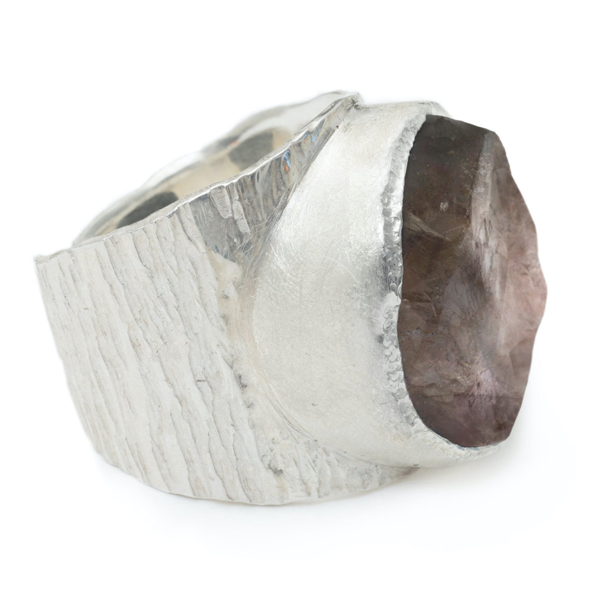 'Enigma' Raw Smoky Quartz Boss Ring