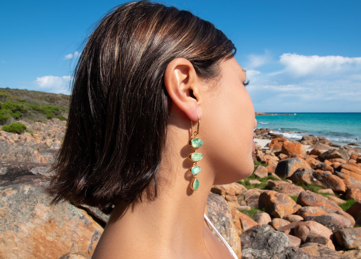 Green Fluorite Playa Cascade Gemstone Earrings
