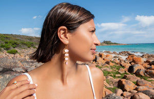 18K Yellow Gold 'Playa Cascade' Gemstone Earrings in Rose Quartz
