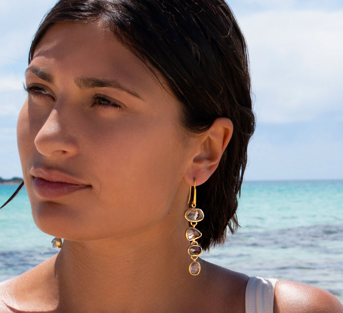Smoky Quartz Playa Cascade Gemstone Earrings