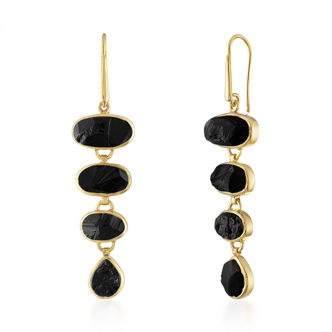 Black Tourmaline Playa Cascade Gemstone Earrings
