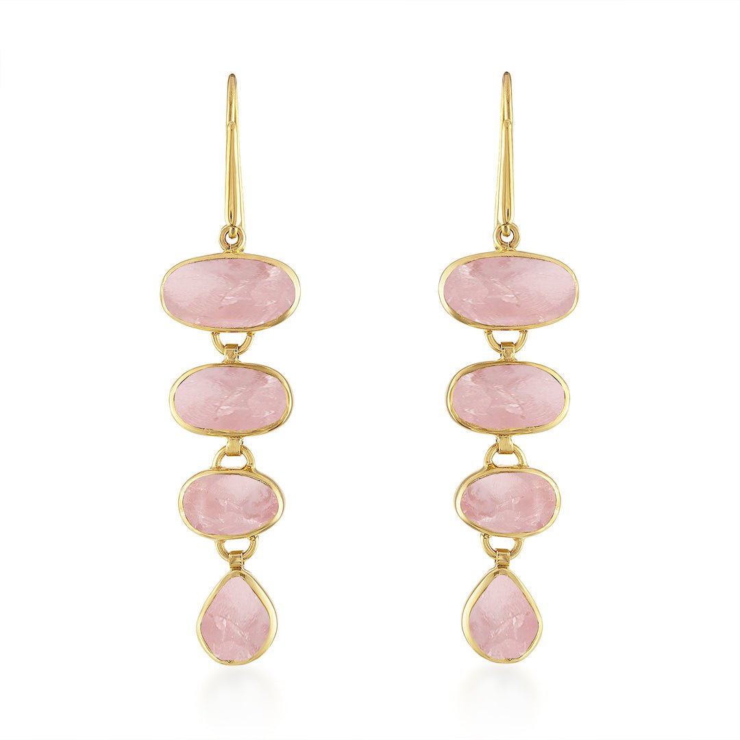 Rose Quartz Playa Cascade Gemstone Earrings