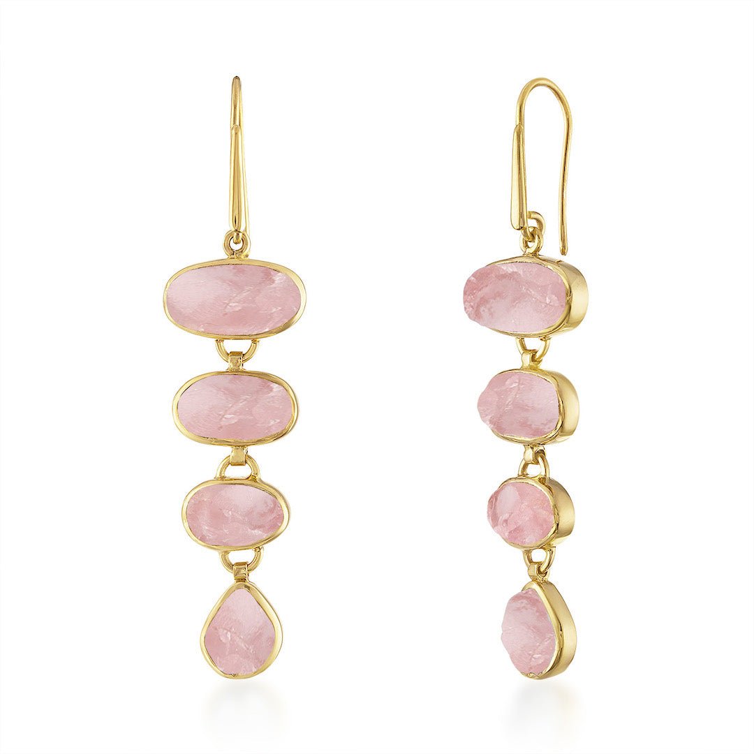 Rose Quartz Playa Cascade Gemstone Earrings